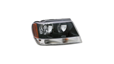 Far Jeep Grand Cherokee 05.1999-2001 BestAutoVest partea Dreapta, tip bec HB3A+HB4A, semnalizator galben, rama culoare neagra, varianta far SUA
