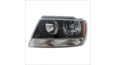 Far Jeep Grand Cherokee 2002-2003 BestAutoVest partea Dreapta, tip bec HB3A+HB4A, semnalizator alb, rama culoare neagra, varianta far SUA, fara suport becuri