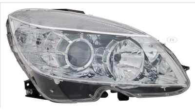 Far Mercedes Clasa C (W204) 03.2007-09.2007 TYC partea Dreapta, tip bec H7+H7, reglaj electric, tip far AL