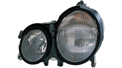 Far Mercedes Clasa E (W210) 07.1999-03.2003 DEPO partea Dreapta, tip bec H7+H7, reglaj pneumatic