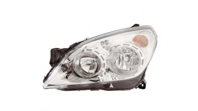 Far Opel Astra H 10.2003-12.2012 TYC fata stanga H1+H7 cu motoras, culoare rama argintiu