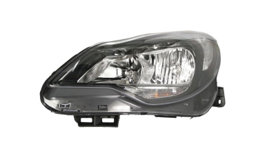 Far Opel Corsa D 01.2011-12.2014 TYC fata stanga, tip bec H1+H7+PY24W, culoare negru, reglare electrica