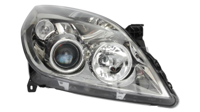 Far Opel Vectra C 09.2005-09.2008 SIGNUM 09.2005-08.2008 TYC fata dreapta , tip bec H1+H7, culoare rama argintiu