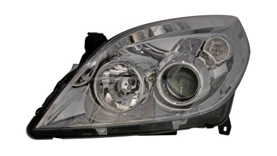 Far Opel Vectra C 09.2005-09.2008 SIGNUM 09.2005-08.2008 TYC fata stanga , tip bec H1+H7, culoare rama argintiu