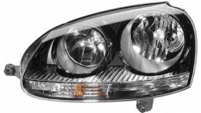 Far VW Golf 5 (Hatchback / Combi) 10.2003-05.2009 Jetta 05.2004-09.2010 HELLA partea Stanga tip bec H7+H7 fumuriu cu reflector negru 