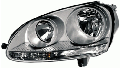 Far VW Golf 5 (Hatchback / Combi) 10.2003-05.2009 Jetta 05.2004-09.2010 HELLA partea Stanga tip bec H7+H7 fumuriu cu reflector gri