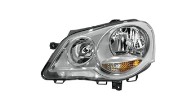 Far VW Polo Hatchback 04.2005-08.2009 HELLA partea Dreapta, tip bec H1+H7, culoare rama argintiu