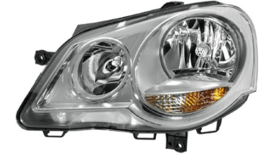 Far VW Polo Hatchback 04.2005-08.2009 VALEO partea Stanga, tip bec H1+H7 , culoare rama argintiu