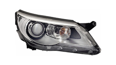 Far VW TIGUAN 09.2007-04.2011 HELLA partea Dreapta, tip bec D1S+H7, cu lumina viraje