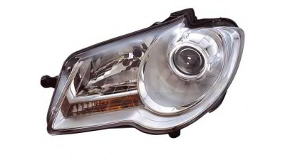 Far VW Touran (1T2) 01.2007-07.2010 DEPO partea Stanga,  tip bec H7+H7, electric, cu motoras, rama silver 441-11B6L-LD-EM