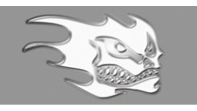 Ornament auto, Logo 3D Logo 3D auto - Autostyle FLAMING SKULL 78x56mm