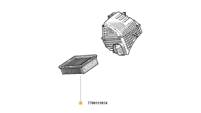Filtru Aer - RENAULT CLIO II 2000-12.2002, ESPACE IV, LAGUNA I, LAGUNA II, VEL SATIS motorizari 1.6-3.5, 7700111834,  piesa originala OE