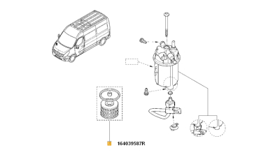 Filtru Combustibil motorina NISSAN INTERSTAR, NV400, PRIMASTAR; OPEL MOVANO, VIVARO A; RENAULT MASTER II, MASTER III, TRAFIC II motorizare 1.9D-3.0D, 164039587R,  piesa originala OE