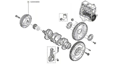 Fulie curea Arbore Cotit Dacia Logan 2004-2012, LOGAN MCV, Sandero 2008-2012 motor 1.4 mpi, Renault CLIO II, OE 8200936808 cu directie asistata, cu AC, 8200936808,  piesa originala OE
