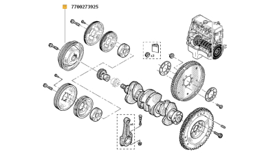 Fulie curea Arbore Cotit Renault Megane 1 motor 1.8; R19;, 7700273925,  piesa originala OE