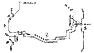 Furtun Frana Fata Dacia Papuc 1304 1305 1307 motorizare 1.9 diesel, Dacia Solenza 1.9 diesel; racord franare, 6001545781,  piesa originala OE