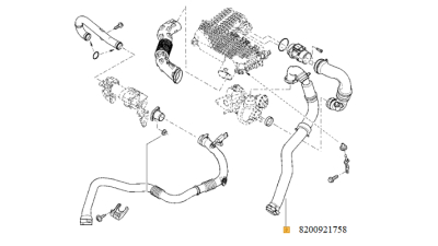 Furtun Intercooler - Turbo DACIA Logan MCV, Express, Pick-up 02.2007-; SANDERO 11.2008- motorizare 1.5 dci, 8200921758,  piesa originala OE