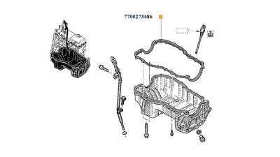 Garnitura Baie Ulei motor 1.4/1.6/1.6 16V DACIA LOGAN 2004-, MCV, SANDERO 2008-2012, Duster, Dokker, Lodgy; NISSAN ALMERA II, KUBISTAR, MICRA III, NOTE; RENAULT CLIO, CLIO II, CLIO III, FLUENCE, GRAND SCENIC II, KANGOO. 7700273486,  piesa originala OE