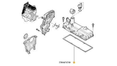 Garnitura Capac Chiulasa Dacia Solenza, Dokker, Lodgy, Logan 2004-2012, Sandero 2008-2012; SuperNova Motorizare 1.2 1.4 1.6; Renault 19 Clio 1 2 Kangoo Megane 1 , Capac Culbutori, 7701471719