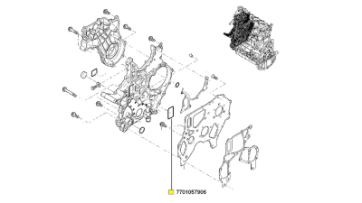 Garnitura Carter capac distributie Renault Master 2 1998-2007 motorizare 3.0 dci, 7701057906,  piesa originala OE