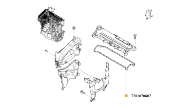 Garnitura Carter capac culbutori motor 1.5 dci DACIA DOKKER, DUSTER, LOGAN 2004-2018, SANDERO 2008-2018; RENAULT CAPTUR CLIO 3, Clio 4; FLUENCE GRAND KADJAR KANGOO LAGUNA 3, MEGANE 3, Megane 4; MODUS SCENIC TWINGO, 7701070607,  piesa originala OE