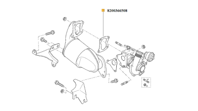 Garnitura Catalizator evacuare motor 1.5 dci Dacia Logan 2004-2018, Sandero 2008-2018, Dokker, Lodgy, Renault Kangoo CLio Megane Modus Twingo motorizare 1.5dci, 8200366508,  piesa originala OE