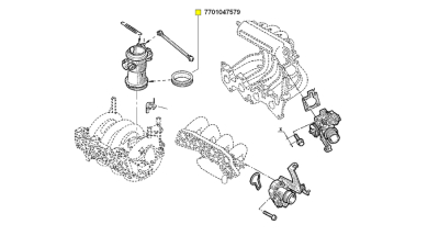 Garnitura Corp Clapeta accelaratie Dacia Logan 2004-2012 Sandero 2008-2012 motor 1.4/1.6 mpi; RENAULT CLIO ESPACE KANGOO LAGUNA SCENIC TRAFIC, 7701047579,  piesa originala OE