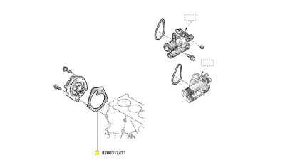 Garnitura Pompa Apa motor 1.5dci DACIA DOKKER, DUSTER, LODGY, LOGAN 2004-2018, SANDERO 2008-2018; RENAULT AVANTIME CAPTUR CLIO ESPACE FLUENCE GRAND KADJAR KANGOO LAGUNA LATITUDE MASTER MEGANE MODUS SCENIC TALISMAN THALIA TRAFIC TWINGO VEL, 8200317471,  pi