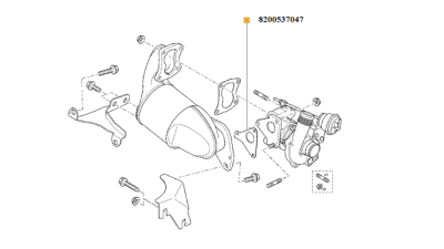 Garnitura Turbosuflanta La Catalizator motor 1.5 dci Dacia Logan 2004-2012,Sandero 2008-2018; RENAULT CAPTUR I, CLIO II, CLIO III, KADJAR, KANGOO, 8200537047,  piesa originala OE