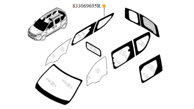 Geam fix Custoda spate partea Dreapta DACIA DOKKER KOMBI 11.2012- colorant, 833069695R,  piesa originala OE