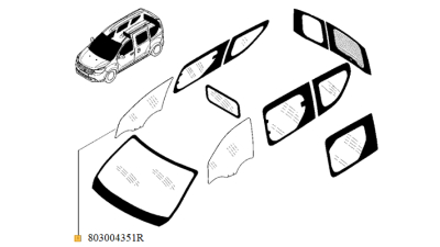 Geam usa fata partea Dreapta DACIA Dokker 2012-04.2016, LODGY 03.2012-07.2019, 803004351R,  piesa originala OE