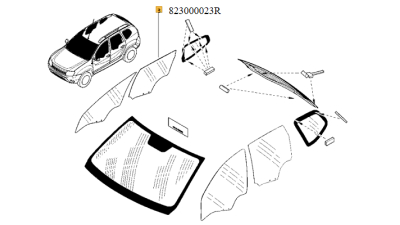 Geam usa Dreapta Spate Dacia Duster 2010-2018 Normal, 823000023R,  piesa originala OE