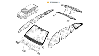Geam Fix spate dreapta Renault Laguna II Estate/Grandtour/Sport Tourer/Touring/Wagon (K74) 2001-2007 model COMBI in nuante, 8200000428,  piesa originala OE