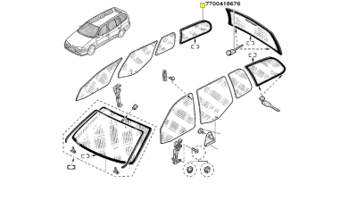Geam Fix Renault Megane I 1995-2002 COMBI, GrandTour, 7700418676,  piesa originala OE