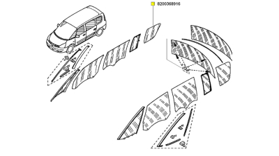 Geam Fix custoda Spate Renault Espace 4 2006-2012 partea dreapta, 8200368916,  piesa originala OE