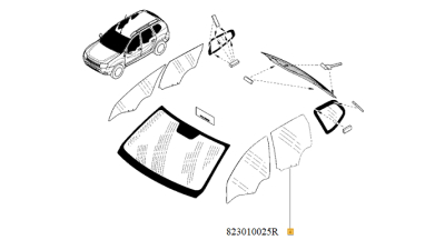 Geam usa spate Stanga Dacia Duster 2010-2016 normal, 823010025R,  piesa originala OE