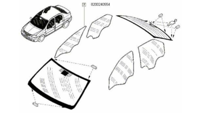 Geam Usa Fata dreapta Colorat Dacia Logan 2010-2012, Logan MCV 2010-2012, 8200240554,  piesa originala OE