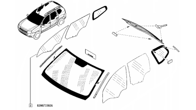 Geam Usa Fata partea Dreapta Dacia Duster 2010-2018 Sandero 2008-2012, 8200733026,  piesa originala OE