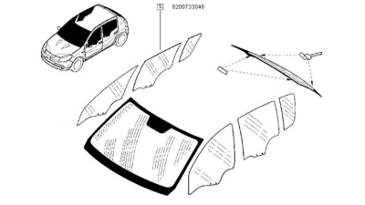 Geam Usa Spate Dreapta Dacia Sandero 2007-2012, 8200733046,  piesa originala OE
