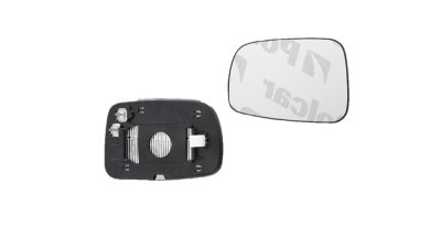 Geam oglinda exterioara cu suport fixare Toyota Corolla Verso (Zer/Zze), 06.2004-03.2009, partea Stanga, incalzit; sticla asferica; geam cromat, Aftermarket