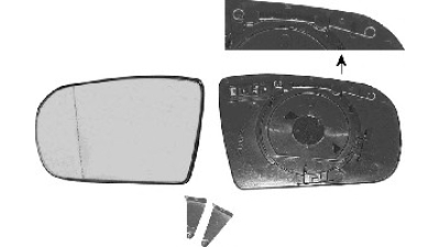 Geam oglinda Mercedes Clasa C (W203) 05.2000-03.2007, Clasa CL (C215) 09.1999-12.2005, Clasa S (W220) 10.1998-08.2005, Stanga, Albastra, Cu incalzire, Convex, BestAutoVest A2108100721 5003544E