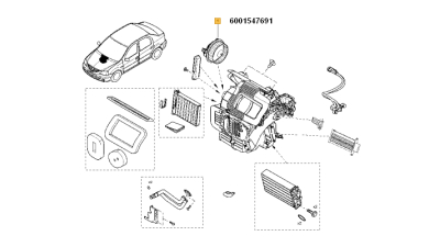 Ventilator habitaclu DACIA DUSTER, LOGAN 20047-2012, SANDERO 2008-2012; RENAULT TWINGO II 2007-2014, WIND motorizari 1.2, 1.4, 1.5 dci, 1.6, 6001547691,  piesa originala OE