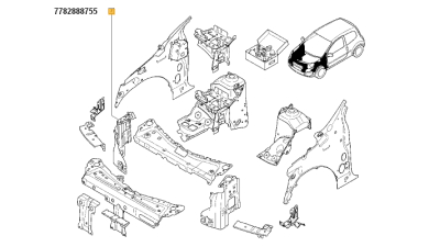 Suport far Renault Twingo (N), 06.2007-11.2011, Dreapta, ghidaj aer, 7782888755,  piesa originala OE