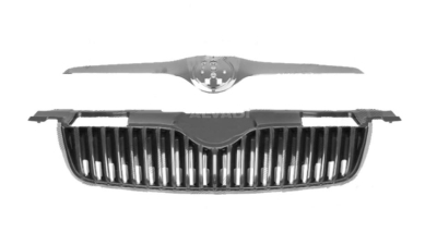 Grila radiator Skoda Fabia 2 (5J), 03.2007-04.2010, ROOMSTER/PRAKTIK (5J), 07.2006-04.2010 5J08536689B9, 691505 cu ornament cromat