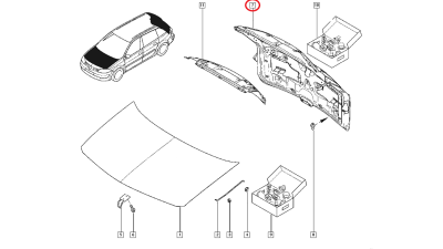 Haion Spate, capota portbagaj Renault Megane 2 2002-2008 Combi Estate/Sport Tourer/Grandtour/Touring (K84) (pentur modele cu luneta mobila), 7751474293,  piesa originala OE