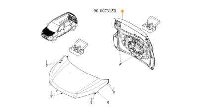 Hayon spate Dacia Lodgy 2012-01.2017, usa capota portbagaj, 901007315R,  piesa originala OE