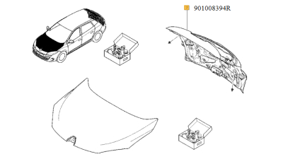 Hayon spate Renault Megane III 2008-11.2018, usa capota portbagaj, 901008394R,  piesa originala OE