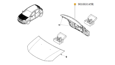 Hayon spate Dacia Sandero II 2012-2018, usa capota portbagaj, 901003145R,  piesa originala OE