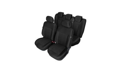 Set huse scaun model Poseidon Negru pentru Dacia Logan, set huse auto Fata + Spate