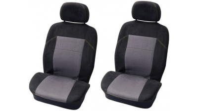 Huse scaune auto Suede , set huse scaune Fata 4 piese (2 huse scaune fata+ 2 huse tetiere) , Negru